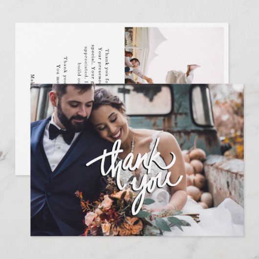 Moderne Fotobruiloft Bedanktkaart Bedankkaart (Voorkant / Achterkant)