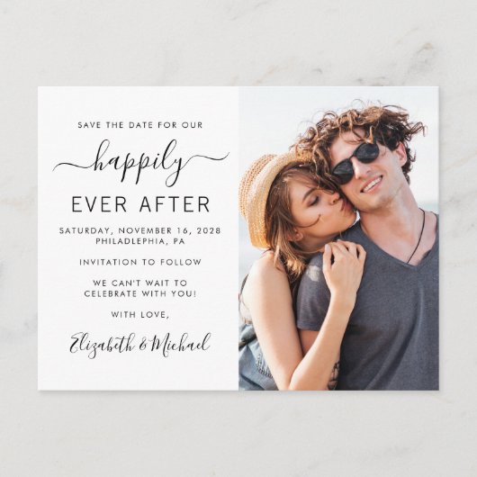 Moderne fotobruiloft bespaart de datum aankondigingskaart (Voorkant)
