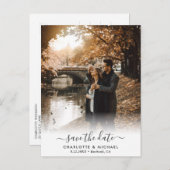 Moderne fotobruiloft bespaart de datum Briefkaarte Aankondigingskaart (Voorkant / Achterkant)