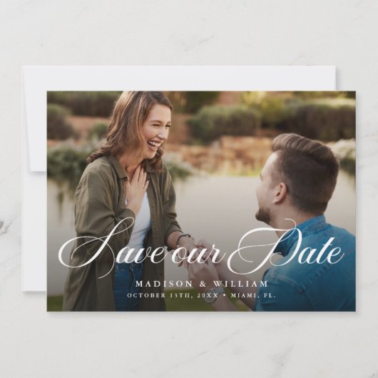 Moderne fotobruiloft bespaart de datum kaart (Voorkant)