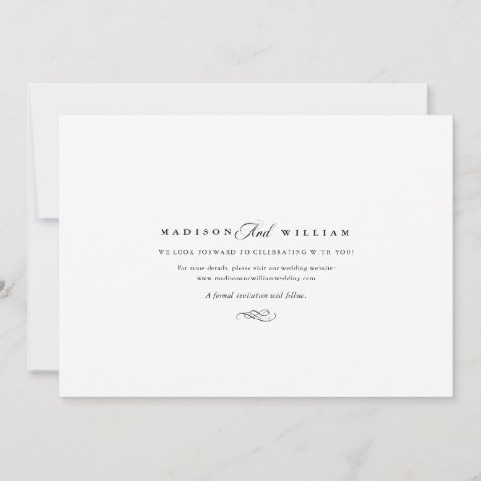 Moderne fotobruiloft bespaart de datum kaart (Achterkant)