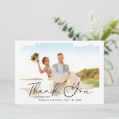 Moderne fotobruiloft Dank je Bedankkaart (Staand voorkant)