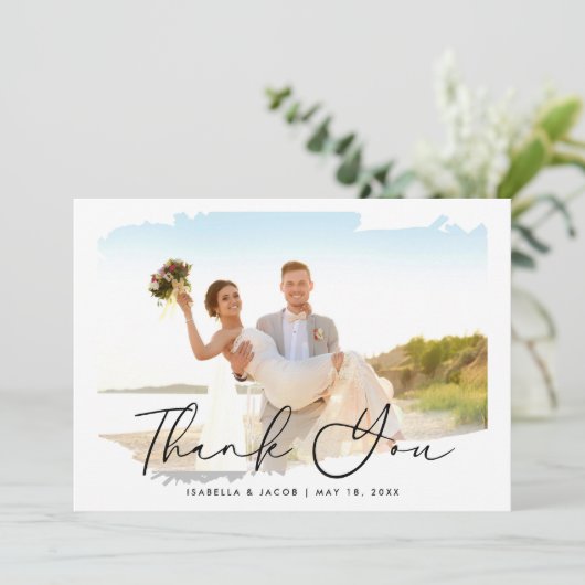 Moderne fotobruiloft Dank je Bedankkaart (Staand voorkant)