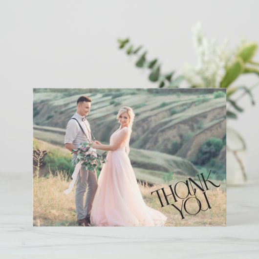 Moderne fotobruiloft Dank je Bedankkaart (Staand voorkant)