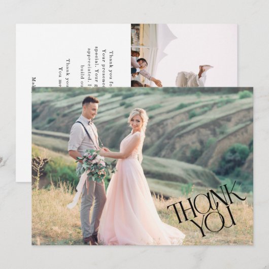 Moderne fotobruiloft Dank je Bedankkaart (Voorkant / Achterkant)