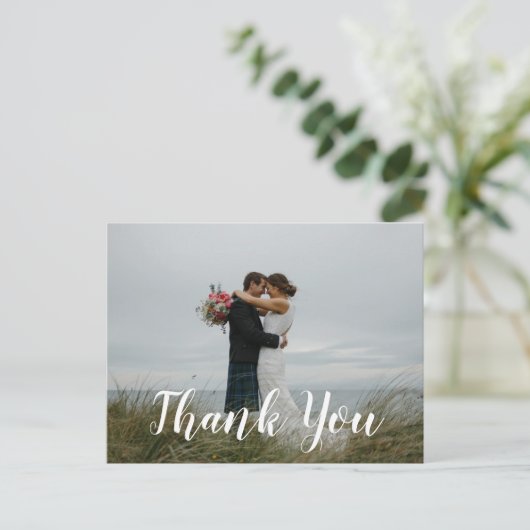 Moderne fotobruiloft Dank je Briefkaart (Staand voorkant)