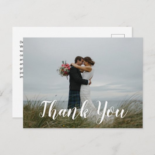 Moderne fotobruiloft Dank je Briefkaart (Voorkant / Achterkant)