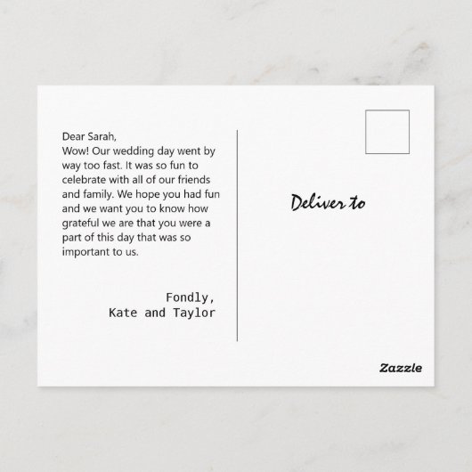 Moderne fotobruiloft Dank je Briefkaart (Achterkant)