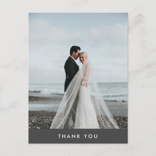 Moderne fotobruiloft Dank je  Briefkaart (Voorkant)