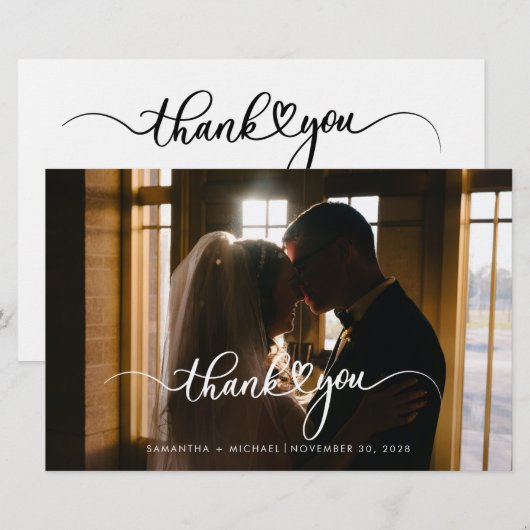 Moderne fotobruiloft Dank je Briefpapier (Voorkant / Achterkant)