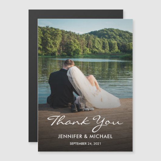 Moderne fotobruiloft Dank je magnetische kaart (Voorkant / Achterkant)