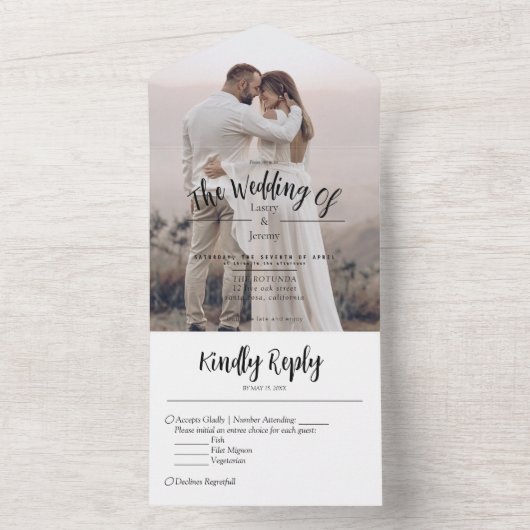 Moderne fotobruiloft in één uitnodiging (Binnen)