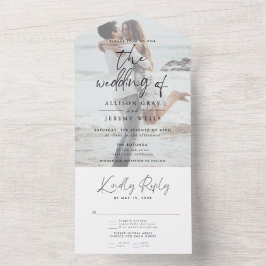 Moderne fotobruiloft in één uitnodiging (Binnen)