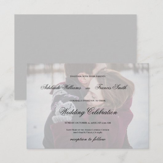 moderne fotobruiloft kaart (Voorkant / Achterkant)