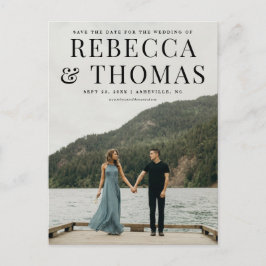 Moderne fotobruiloft met foto's op de datum aankondigingskaart