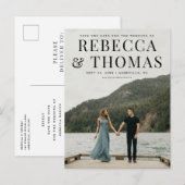 Moderne fotobruiloft met foto's op de datum aankondigingskaart (Voorkant / Achterkant)