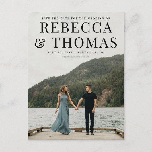 Moderne fotobruiloft met foto's op de datum aankondigingskaart (Voorkant)