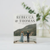 Moderne fotobruiloft met foto's op de datum aankondigingskaart (Staand voorkant)