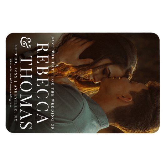 Moderne fotobruiloft met foto's op de datum magneet (Horizontaal)