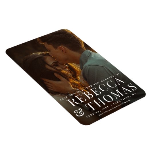 Moderne fotobruiloft met foto's op de datum magneet (Rechterzijde)