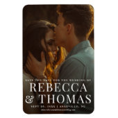 Moderne fotobruiloft met foto's op de datum magneet (Verticaal)