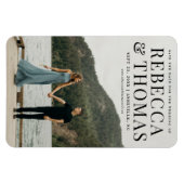 Moderne fotobruiloft met foto's op de datum magneet (Horizontaal)