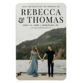 Moderne fotobruiloft met foto's op de datum magneet (Verticaal)