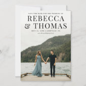 Moderne fotobruiloft met foto's op de datum magnetische uitnodiging (Voorkant)