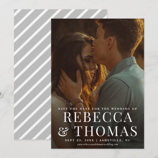 Moderne fotobruiloft met foto's op de datum save the date (Voorkant / Achterkant)