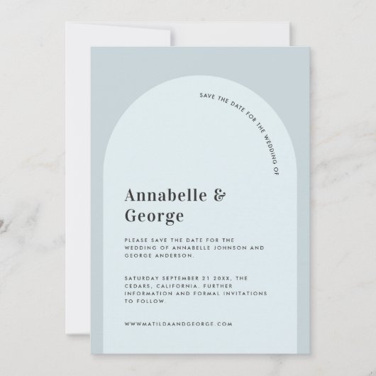 Moderne fotobruiloft met grafische typografie save the date (Voorkant)