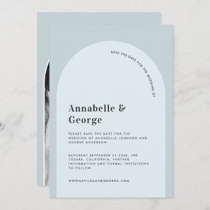 Moderne fotobruiloft met grafische typografie save the date