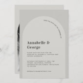 Moderne fotobruiloft met grafische typografie save the date (Voorkant / Achterkant)