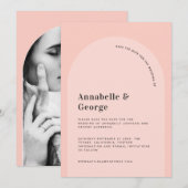 Moderne fotobruiloft met grafische typografie save the date (Voorkant / Achterkant)