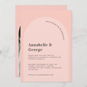 Moderne fotobruiloft met grafische typografie save the date