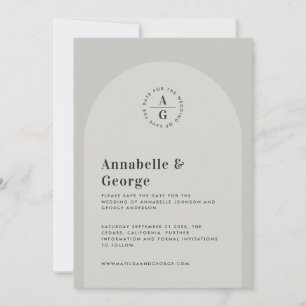 Moderne fotobruiloft met grafische typografie save the date