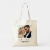Moderne fotobruiloft op maat van de heer en mevrou tote bag (Achterkant)