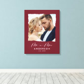 Moderne fotobruiloft op maat van Mr en Mrs. Canvas Afdruk (Insitu (Houten vloer))