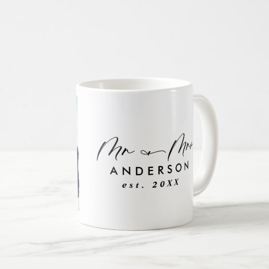 Moderne fotobruiloft op maat van Mr en Mrs. Koffiemok (Voorkant rechts)