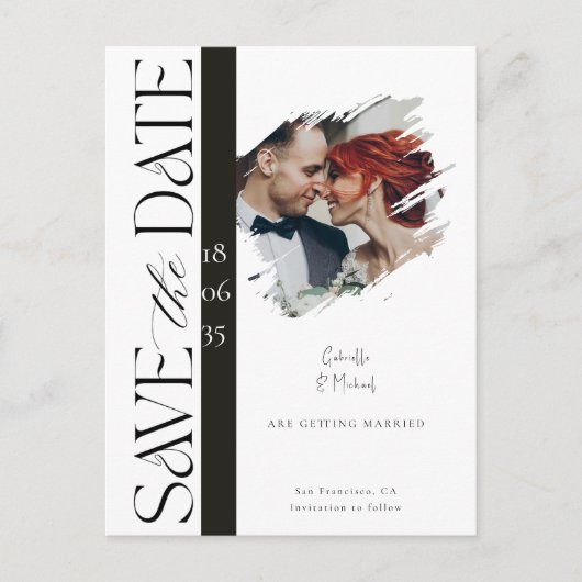 Moderne Fotobruiloft Save the Date-ansichtkaart Briefkaart (Voorkant)