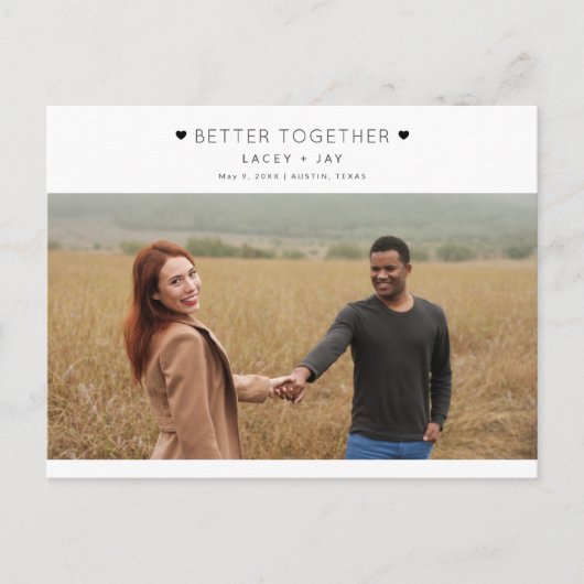 Moderne fotobruiloft sparen de datum aankondigingskaart (Voorkant)