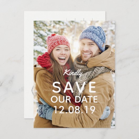 Moderne fotobruiloft sparen de datum aankondigingskaart (Voorkant / Achterkant)
