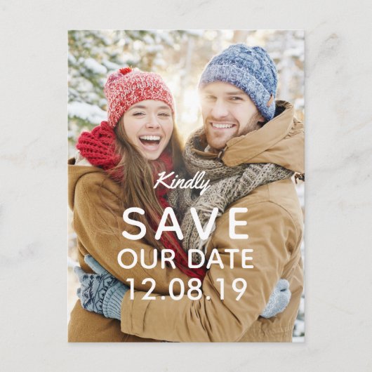 Moderne fotobruiloft sparen de datum aankondigingskaart (Voorkant)