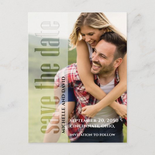Moderne fotobruiloft sparen de datum aankondigingskaart (Voorkant)