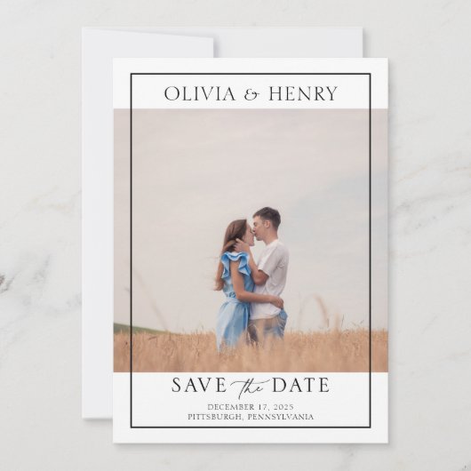 Moderne fotobruiloft sparen de datum kaart (Voorkant)