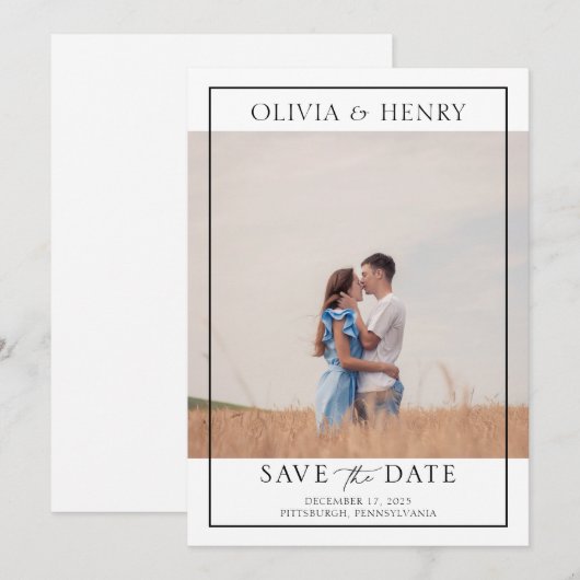 Moderne fotobruiloft sparen de datum kaart (Voorkant / Achterkant)