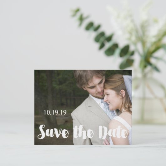 Moderne fotobruiloft sparen de datum save the date (Staand voorkant)