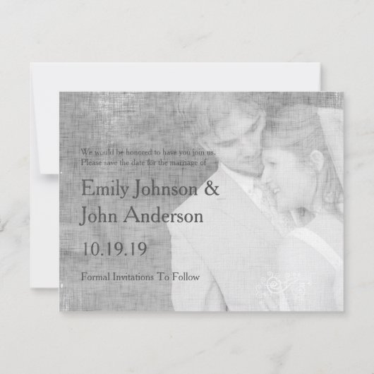 Moderne fotobruiloft sparen de datum save the date (Achterkant)