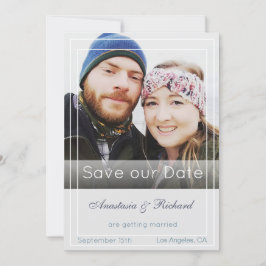 Moderne fotobruiloft sparen de datum save the date