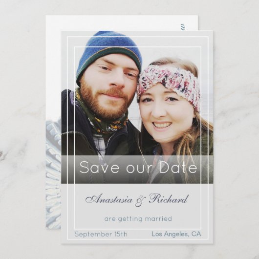 Moderne fotobruiloft sparen de datum save the date (Voorkant / Achterkant)