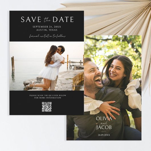 Moderne fotobruiloft sparen de datum save the date